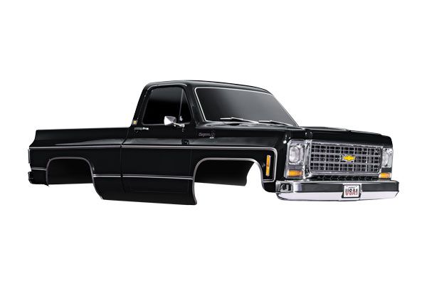 Traxxas Body Chevrolet K10 Truck (1979) Complete Black (Includes Grille, Side Mirrors, Door Handles, Windshield Wipers, & Clipless Mounting) (Requires TRA9288 Inner Fenders)