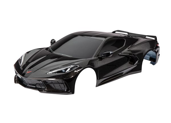 Traxxas Body, Chevrolet Corvette Stingray, complete (black) - Click Image to Close