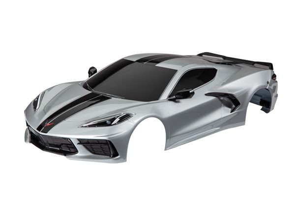 Traxxas Body, Chevrolet Corvette Stingray, complete (silver) - Click Image to Close