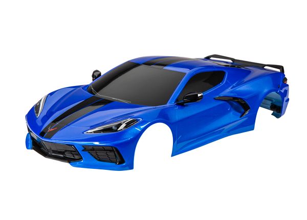 Traxxas Body, Chevrolet Corvette Stingray, complete (blue) (painted, decals applied) (includes side mirrors, spoiler, grilles, vents, & clipless mounting)