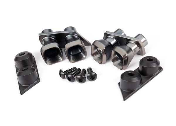 Traxxas Exhaust tips (2)/ exhaust tip mounts (2)/ 2.6X8 BCS (4) - Click Image to Close