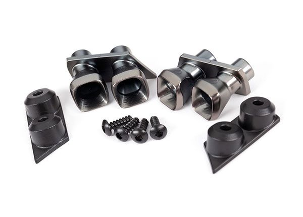 Traxxas Exhaust tips (2)/ exhaust tip mounts (2)/ 2.6X8 BCS (4)