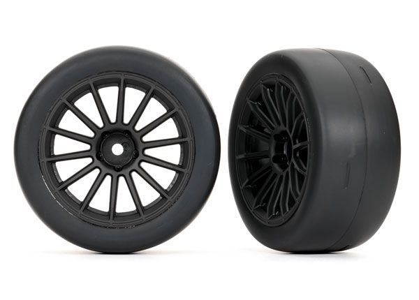 Traxxas Tires And Wheels, Assembled, Glued (Multi-Spoke Black Wheels, 2.0