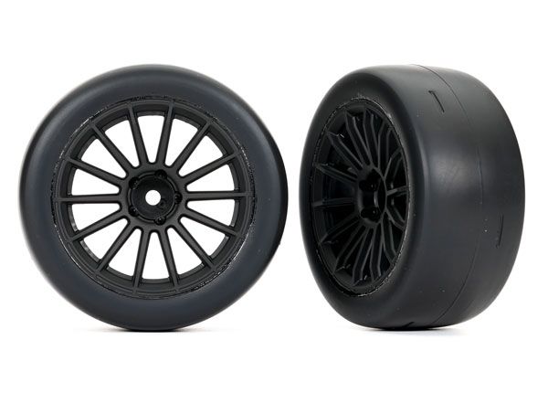 Traxxas Rear Ultra-Wide Slicks, Assembled, Glued Black - Click Image to Close