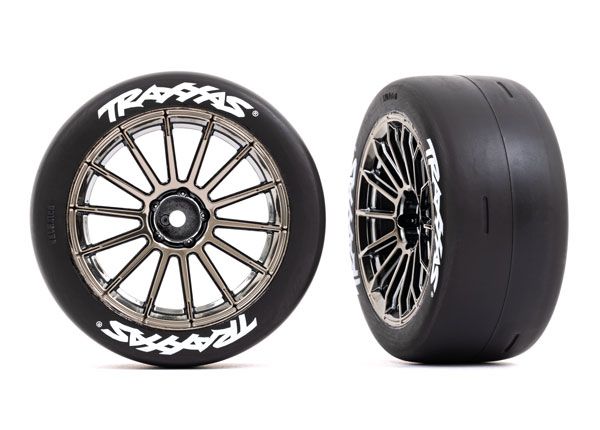 Traxxas Tires And Wheels, Assembled, Glued (Multi-Spoke Black Chrome Wheels, 2.0