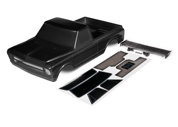 Traxxas Body, Chevrolet C10 (black) (includes wing & decals) (requires #9415 series body accessories to complete body)