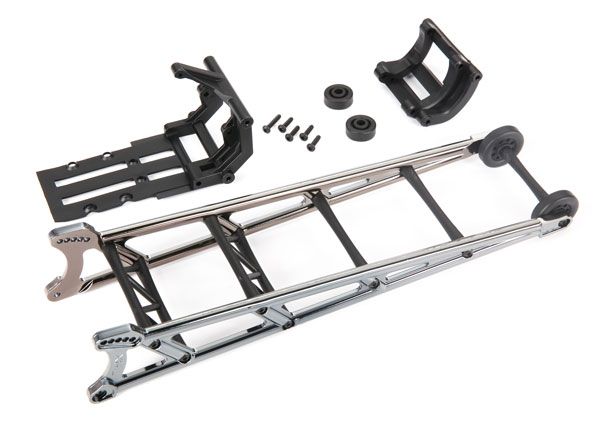 Traxxas Wheelie bar, black chrome (assembled)/ wheelie bar mount - Click Image to Close