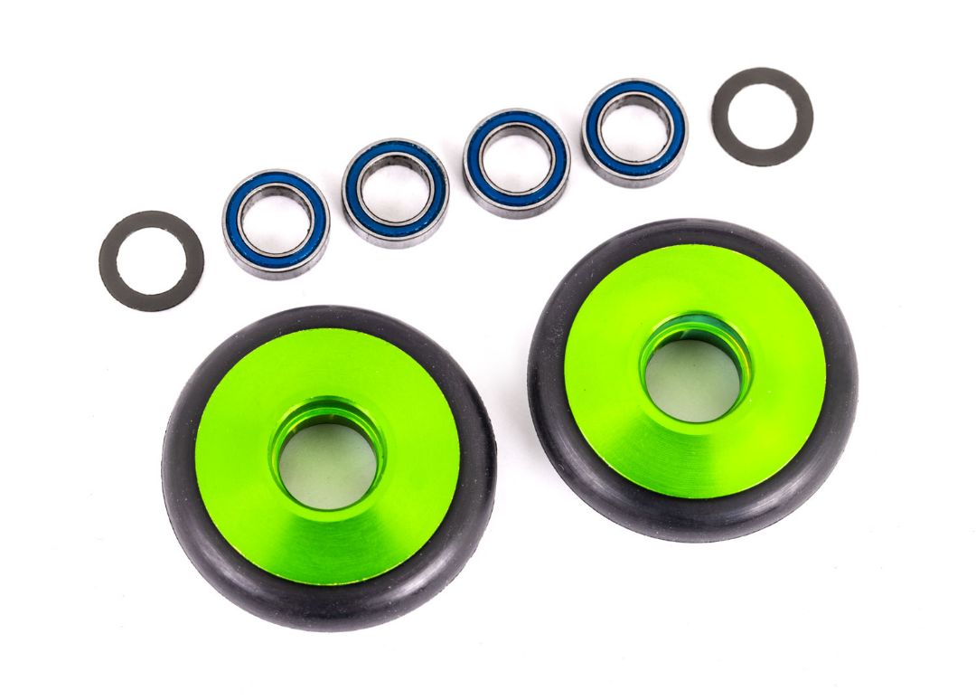 Traxxas Wheels, Wheelie Bar, 6061-T6 Aluminum (Green-Anodized) (2)/ 5X8X2.5Mm Ball Bearings (4)/ O-Rings (2)/ 5X8X0.3Mm Tw (2)