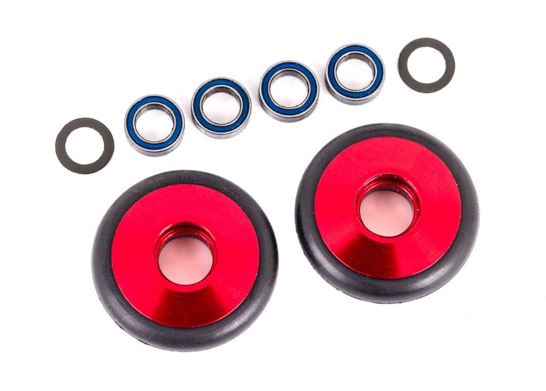 Traxxas Wheels, Wheelie Bar, 6061-T6 Aluminum (Red-Anodized) (2)/ 5X8X2.5Mm Ball Bearings (4)/ O-Rings (2)/ 5X8X0.3Mm Tw (2)