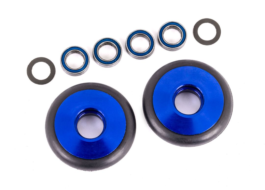 Traxxas Wheels, Wheelie Bar, 6061-T6 Aluminum (Blue-Anodized) (2)/ 5X8X2.5Mm Ball Bearings (4)/ O-Rings (2)/ 5X8X0.3Mm Tw (2)