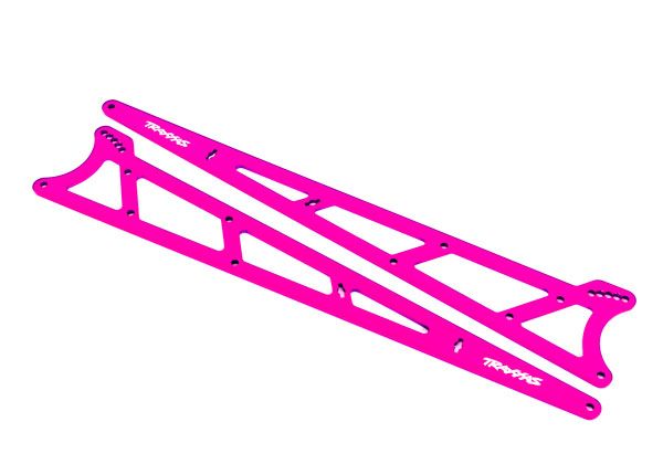 Traxxas Side plates, wheelie bar, pink (aluminum) (2)