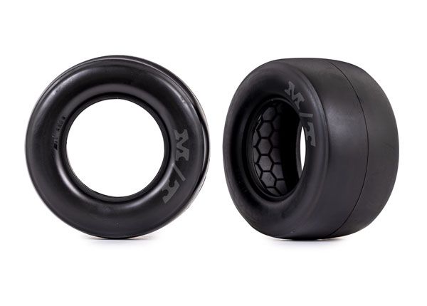 Traxxas Tires, Rear (Mickey Thompson ET Drag Slicks, Smoke Compound) (2)
