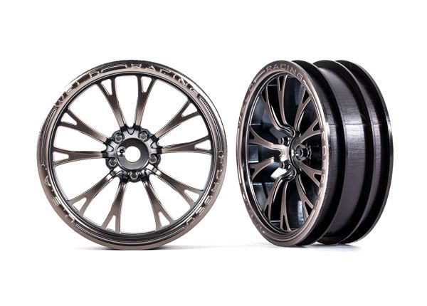 Traxxas Wheels, Weld satin black chrome (front) (2) - Click Image to Close