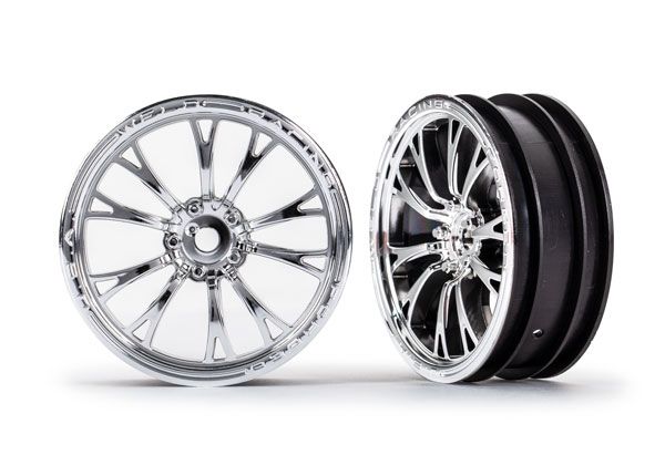 Traxxas Wheels, Weld chrome (front) (2) - Click Image to Close