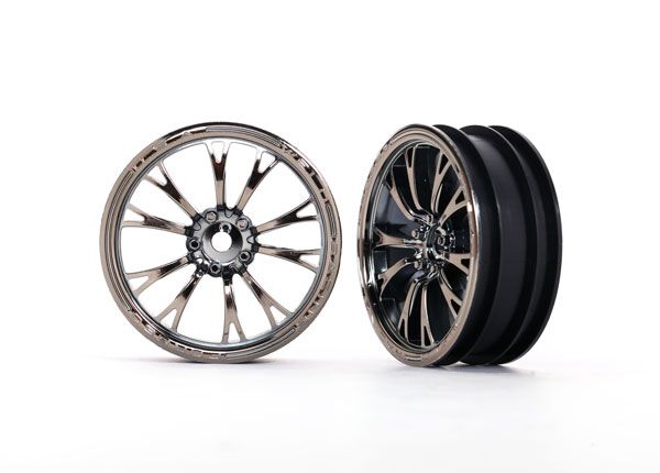 Traxxas Wheels, Weld black chrome (front) (2) - Click Image to Close