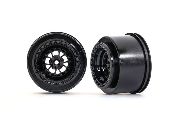 Traxxas Wheels, Weld gloss black (rear) (2) - Click Image to Close