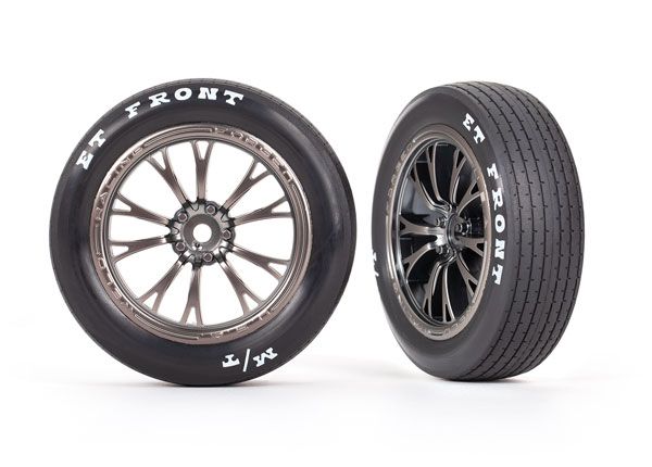 Traxxas Tires & wheels, assembled (satin blk chrm whls) (Fr) (2) - Click Image to Close