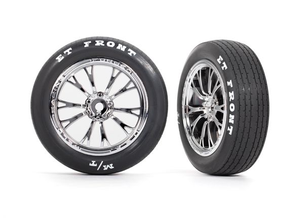 Traxxas Tires & wheels, assembled (chrome wheels) (Fr) (2)