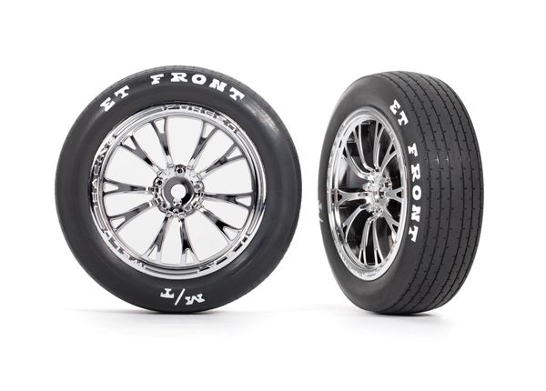 Traxxas Tires & wheels, assembled (chrome wheels) (Fr) (2) - Click Image to Close