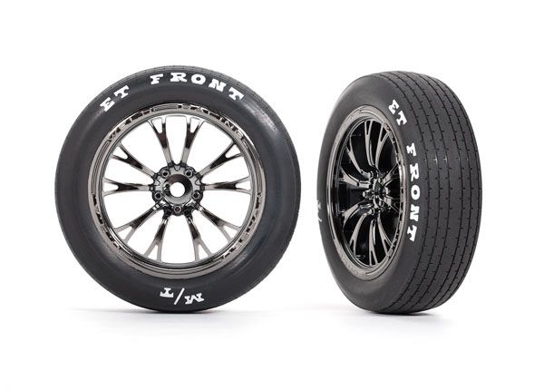 Traxxas Tires & wheels, assembled (black chrome wheels) (Fr) (2)