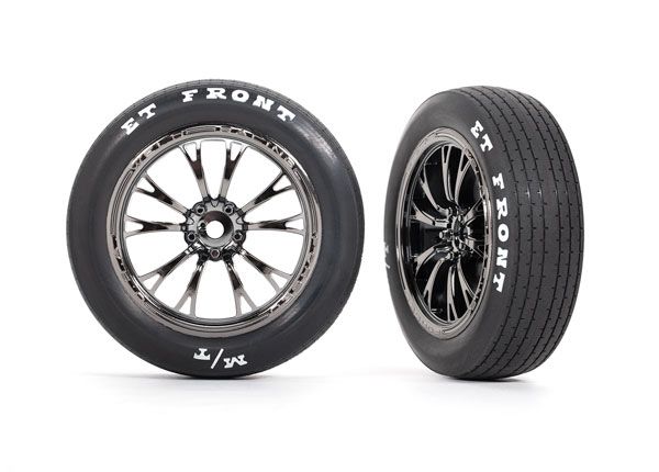 Traxxas Tires & wheels, assembled (black chrome wheels) (Fr) (2) - Click Image to Close