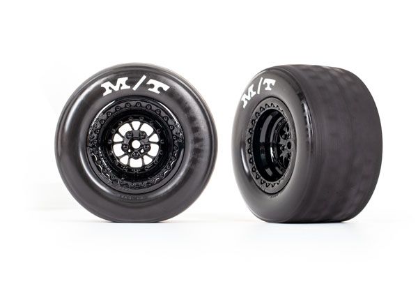 Traxxas Tires & wheels, assembled (gloss black wheels) (R) (2)