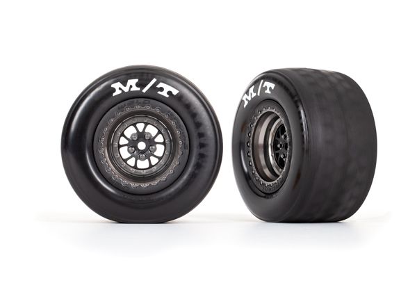 Traxxas Tires & wheels, assembled (satin blk chrm whls) (R) (2) - Click Image to Close