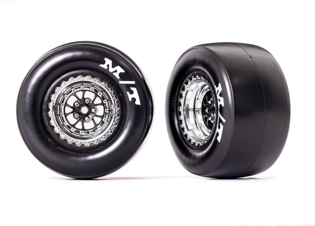 Traxxas Tires & wheels (Weld chrome) M/T Drag Slicks (2) - Click Image to Close