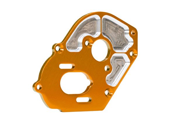 Traxxas Plate, motor, machined aluminum, orange (4mm thick)(2)