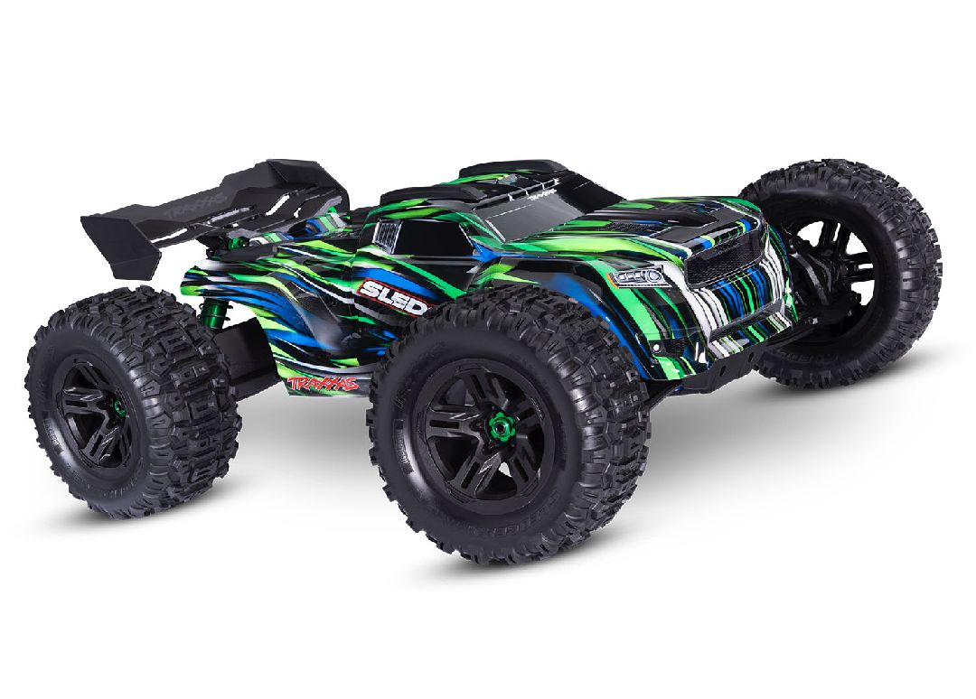 Traxxas Sledge 1/8 with Belted Sledgehammer tires - Green - Click Image to Close