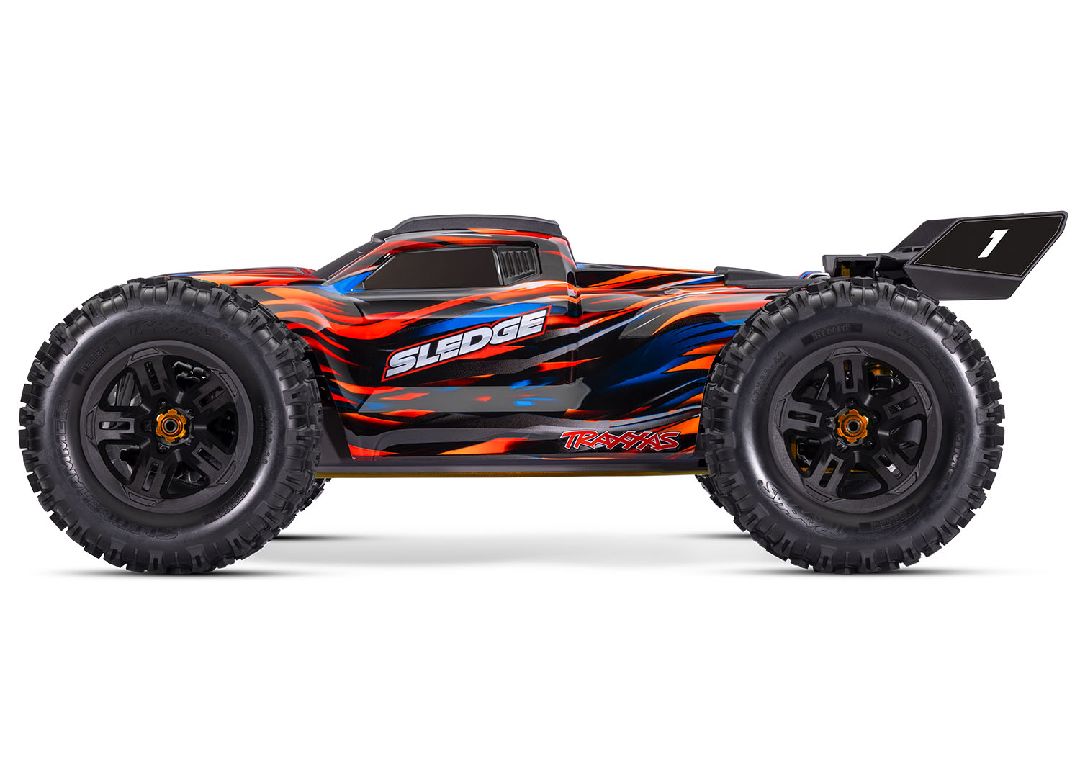 Traxxas Sledge 1/8 with Belted Sledgehammer tires - Orange - Click Image to Close