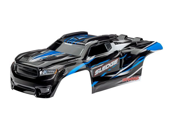 Traxxas Body, Sledge, blue/ window, grille, lights decal sheet (