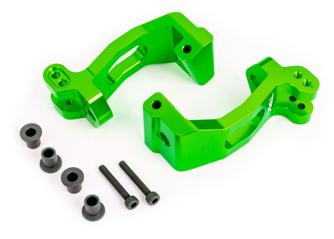Traxxas Caster Blocks (C-Hubs),6061-T6 Aluminum (Green-Anodized),Left & Right/ Kingpin Bushings (4)