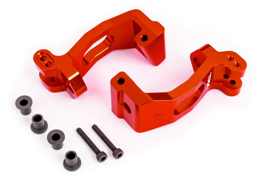 Traxxas Caster Blocks (C-Hubs),6061-T6 Aluminum (Red-Anodized),Left & Right/ Kingpin Bushings (4)