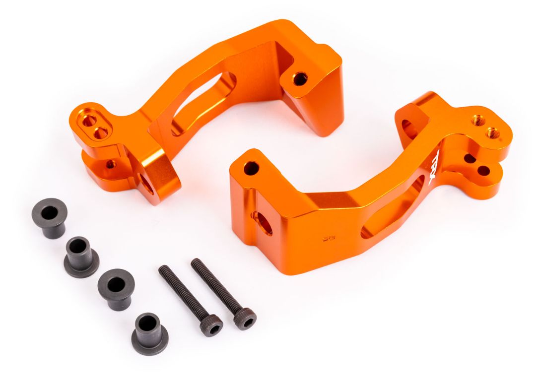Traxxas Caster Blocks (C-Hubs),6061-T6 Aluminum (Orange-Anodized),Left & Right/ Kingpin Bushings (4)