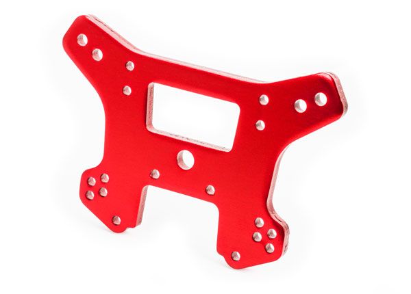 Traxxas Shock tower, front, 6061-T6 aluminum (red-anodized) - Click Image to Close