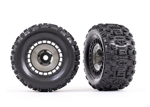 Traxxas Tires And Wheels, Assembled, Glued (3.8" Black Wheels)