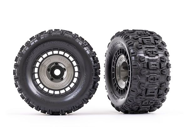 Traxxas Tires And Wheels, Assembled, Glued (3.8" Black Wheels) - Click Image to Close