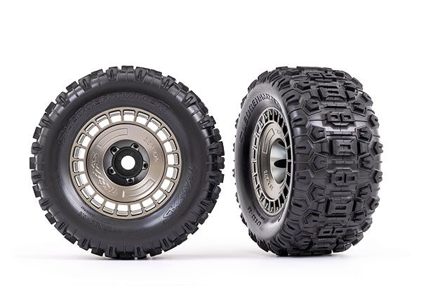 Traxxas Tires And Wheels, Assembled, Glued (3.8" Satin Black) - Click Image to Close