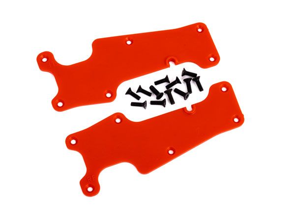 Traxxas Suspension arm covers, red, front (left and right)/ 2.5x8 CCS (12)