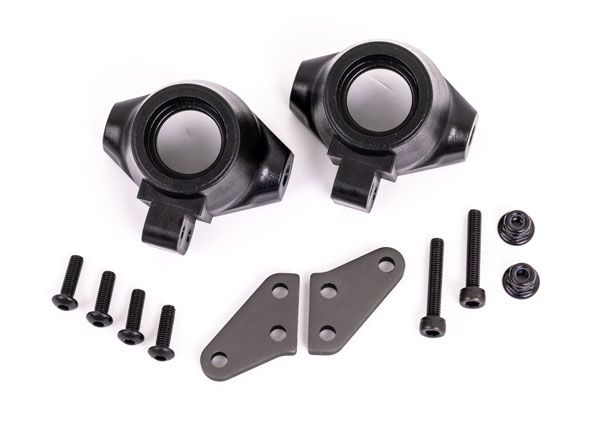 Traxxas Steering blocks, left & right/ steering block arms (aluminum, dark titanium-anodized) (2)/ 3x18mm CS (2)/ M3x0.5mm NL (2)