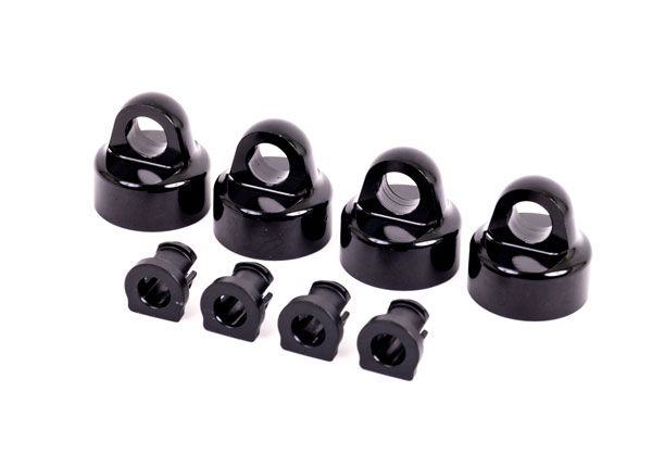 Traxxas Shock caps, aluminum (black-anodized), GT-Maxx shocks (4