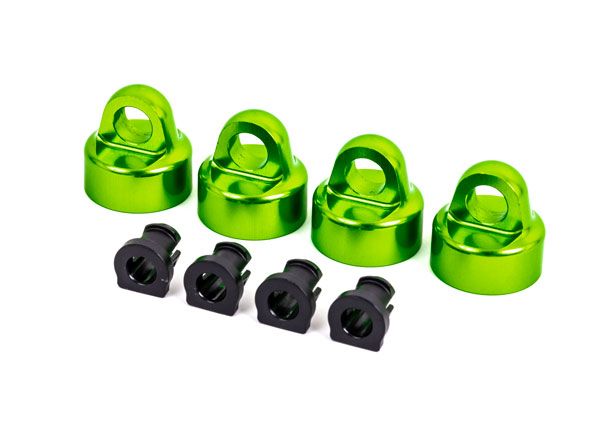 Traxxas Shock caps, aluminum (green-anodized),GT-Maxx shocks (4)/ spacers (4) (for Sledge)