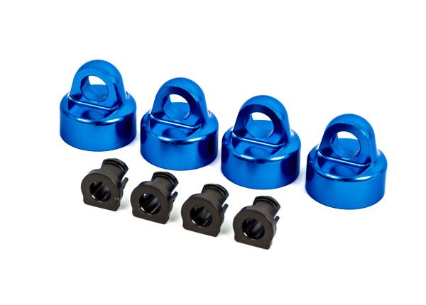 Traxxas Shock caps, aluminum (blue-anodized), GT-Maxx shocks (4)