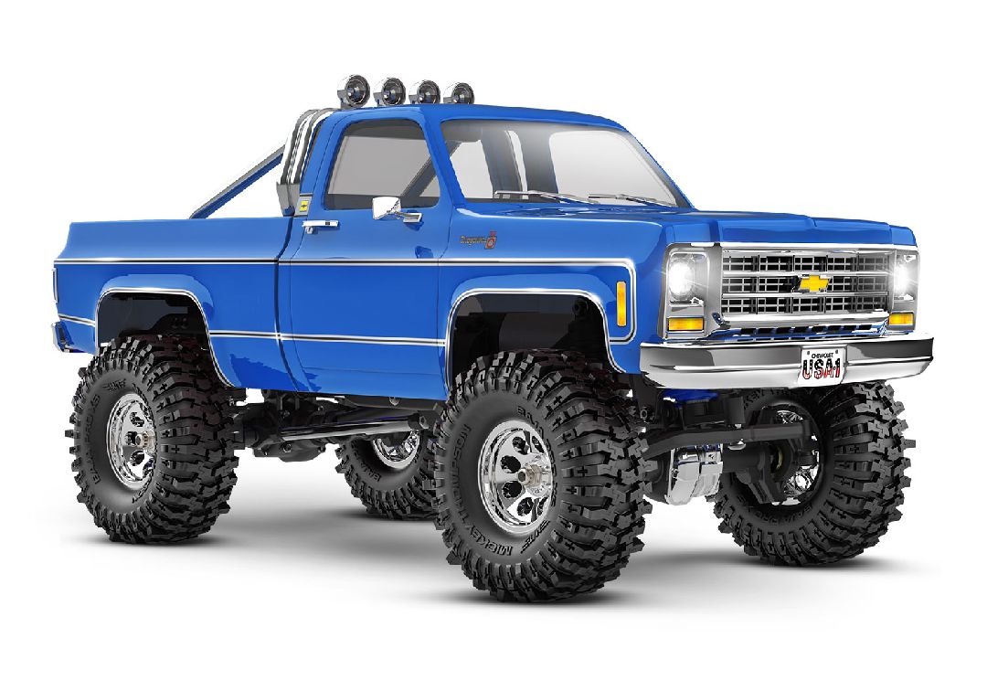 Traxxas TRX-4M High Trail Edition Crawler with Chevrolet K10 Pickup Body (Blue): 1/18-Scale 4X4 Electric Trail Truck. Ready-To-Drive with TQ 2.4GHz 2-Channel Transmitter and ECM-2.5 Waterproof Electronics.