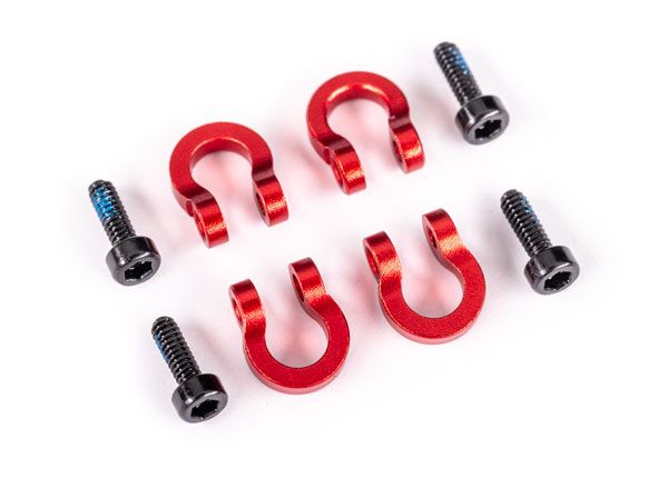 Traxxas Bumper D-rings, Front or Rear, Aluminum - Red