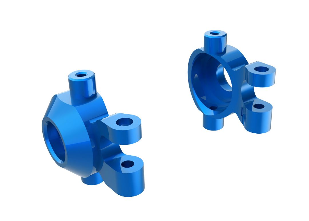 Traxxas Steering Blocks, 6061-T6 Aluminum (Blue-Anodized) (Left & Right)/ 2.5x12mm BCS (With Threadlock) (2)/ 2x6mm Ss (With Threadlock) (4)