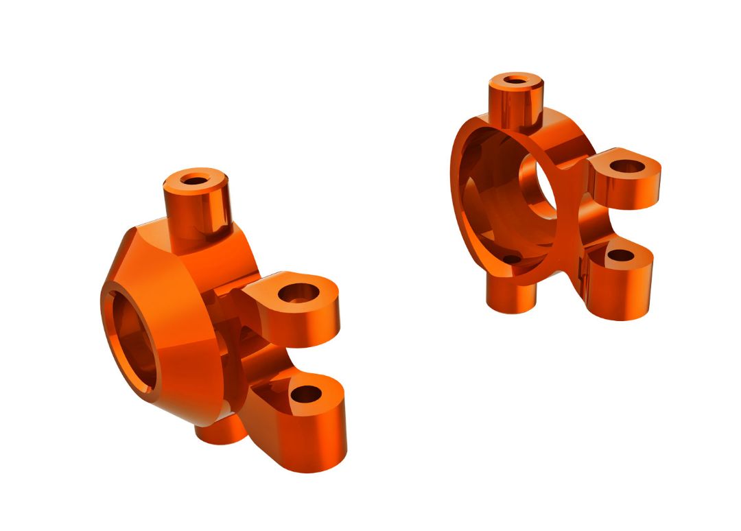 Traxxas Steering Blocks, 6061-T6 Aluminum (Orange-Anodized) (Left & Right)/ 2.5x12mm BCS (With Threadlock) (2)/ 2x6mm Ss (With Threadlock) (4)