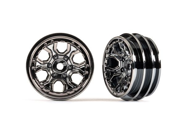 Traxxas Wheels, 1.0" (Black Chrome) (2) - Click Image to Close