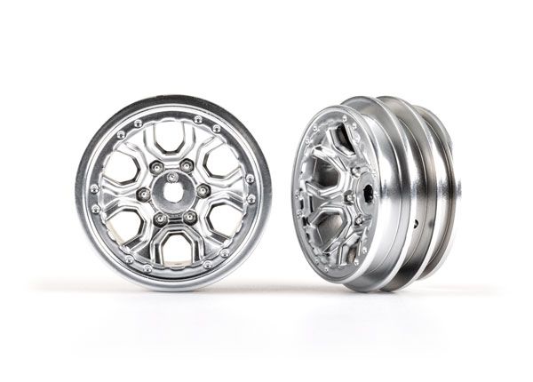 Traxxas Wheels, 1.0" (Statin Chrome) (2) - Click Image to Close